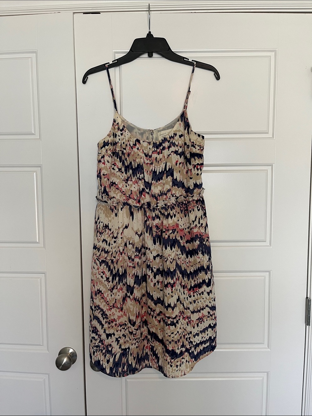 Paper Crown Cream Navy Pink Spaghetti-Strap Mini Dress